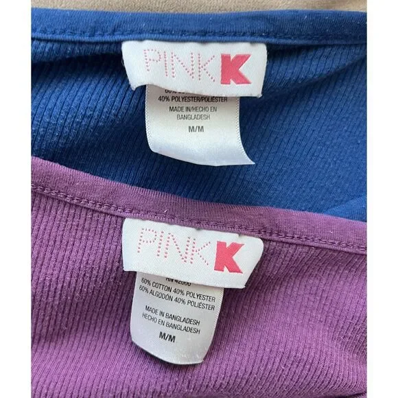 2 Bundle Women's Henley Long Sleeve PJs Pajama Top Shirts sz medium by Pink K - Picture 4 of 4